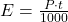 E = \frac{P \cdot t}{1000}