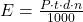E = \frac{P \cdot t \cdot d \cdot n}{1000}