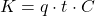 K = q \cdot t \cdot C