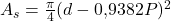 A_s = \frac{\pi}{4}(d - 0{,}9382P)^2