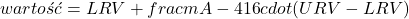 {wartość} = LRV + frac{mA - 4}{16} cdot (URV - LRV)