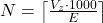 N = \left\lceil \frac{V_z \cdot 1000}{E} \right\rceil