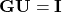 \displaystyle \mathbf{G}\mathbf{U}=\mathbf{I}