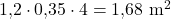 1{,}2 \cdot 0{,}35 \cdot 4 = 1{,}68\ \mathrm{m^2}