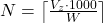 N = \left\lceil \frac{V_z \cdot 1000}{W} \right\rceil