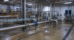 Schemat przepływomierza elektromagnetycznego na rurociągu z pełną rurą i elektrodami