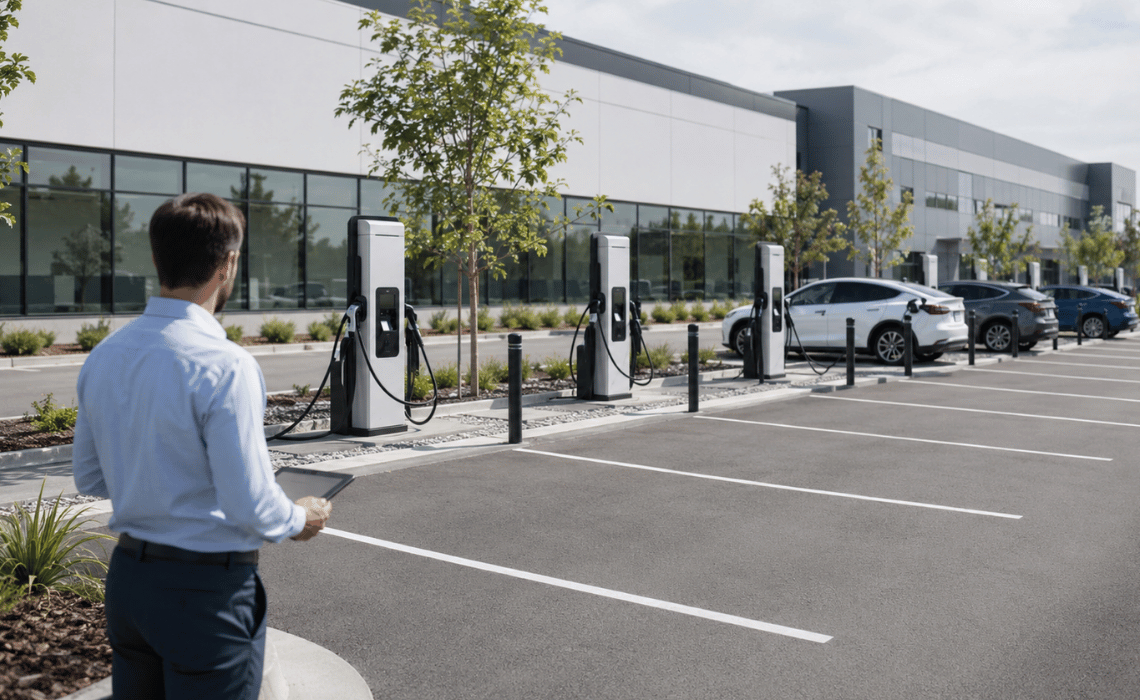 Infrastruktura ładowania EV w zakładzie przemysłowym. Jak zaprojektować zasilanie i przygotować parking firmowy?